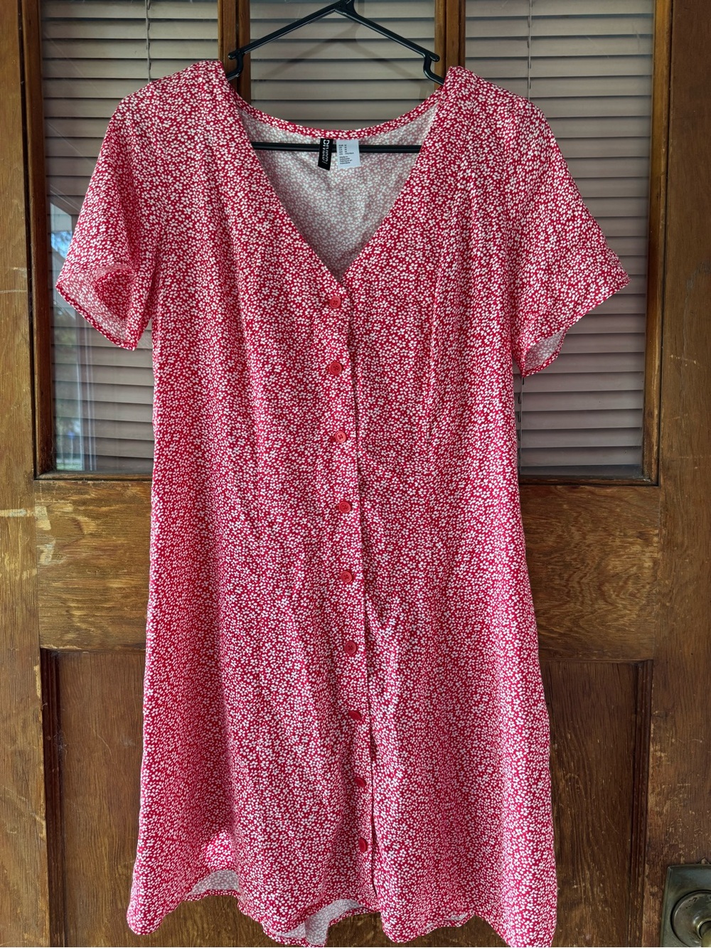 H&M Red Floral Button-Front Dress
